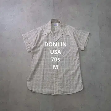 70년대 USA제 DONLIN 오픈 카라 셔츠 반팔 M