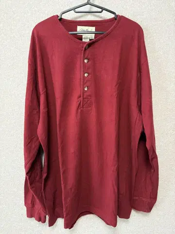Eddie Bauer 버건디 헨리넥 셔츠 XL