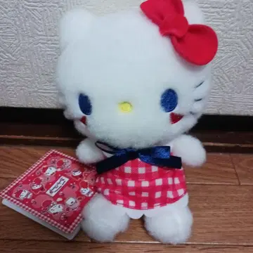 헬로키티 봉제 인형 체크 무늬
