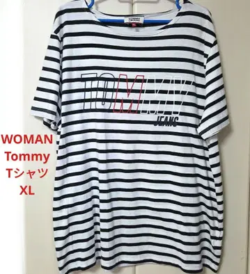 TOMMY JEANS 스트라이프 네이비 화이트 반팔 티셔츠
