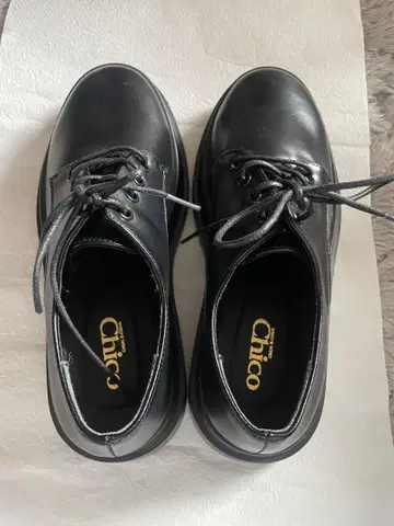 Chico 블랙 통굽 레이스업 로퍼 M