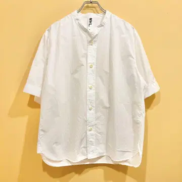 린넨 혼방 MHL. 반팔 셔츠 밴드 카라 M