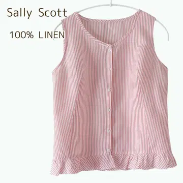 샐리 스콧 Sally Scott 슬리브리스 블라우스 스트라이프 M
