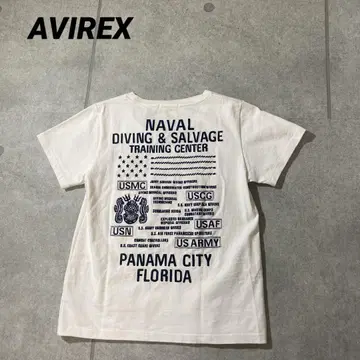 유니섹스 AVIREX 아비렉스 반팔 티셔츠 컷소 전체 자수 화이트
