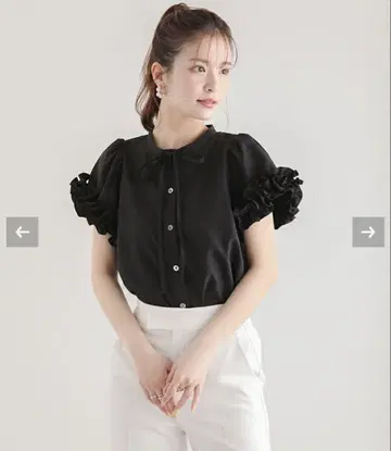 itmore 핏모어 볼륨 프릴 하프 슬리브