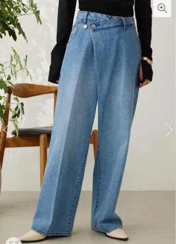 crie conforto 프론트 랩 와이드 데님 팬츠