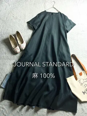 저널 스탠다드] 린넨 100% A 라인 플레어 롱 원피스 블랙
