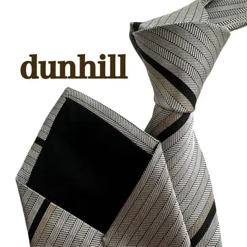 고품질 던힐 dunhill 실크 그레이 넥타이 헤링본 스트라이프 패턴