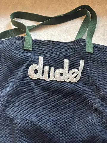 ludlow 메쉬 토트백 네이비 그린 로고 dude 라들로