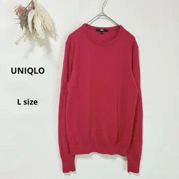 유니클로 엑스트라 파인 메리노 크루넥 스웨터 L 핑크 긴팔