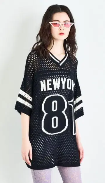 ANNA SUI NYC 넘버링 자카드 메쉬 니트 풀오버