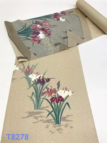 츠케사게 손으로 그린 아야메 서명 포함 순수 실크 옷감