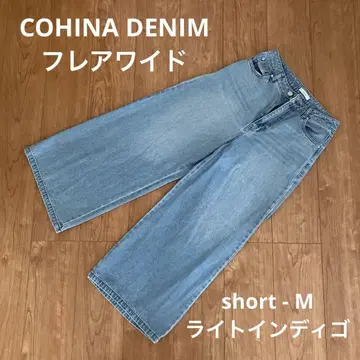COHINA DENIM 플레어 와이드-short - M / 라이트 인디고