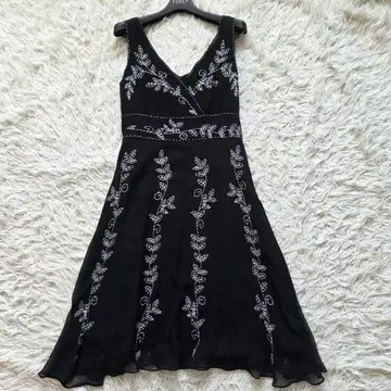 ANNA SUI 안나수이 꽃 자수 쉬폰 원피스 무릎 기장 A 라인 실크