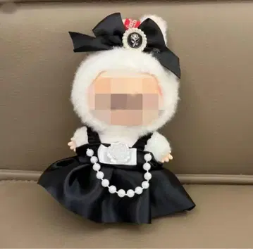 labubu 라부부 봉제 인형 의상 블랙 리본 머리 장식 2개 세트