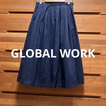 GLOBALWORK 네이비 롱 스커트 슈카 지나시스 글로벌 워크