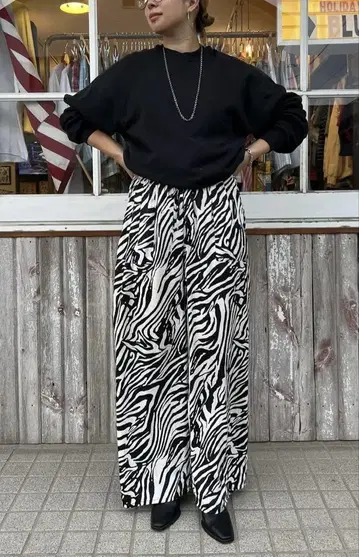 RACHEL ZOE 빈티지 제브라 패턴 와이드 팬츠 바지 롱 바지
