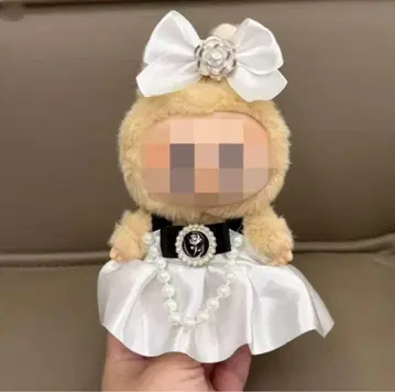 labubu 라부부 봉제 인형 의상 화이트 리본 머리 장식 2개 세트