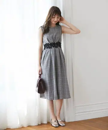 tocco closet 슬리브리스 체크 무늬 원피스