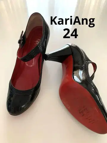 카리앙 라운드토 에나멜 펌프스 24cm 하이힐 레드 밑창