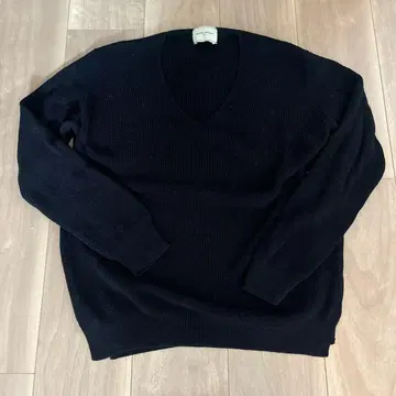UNITED ARROWS 블랙 V넥 코튼 스웨터