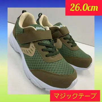 26.0cm 새상품 남성용 경량 벨크로 테이프 컬러 스니커즈 카키