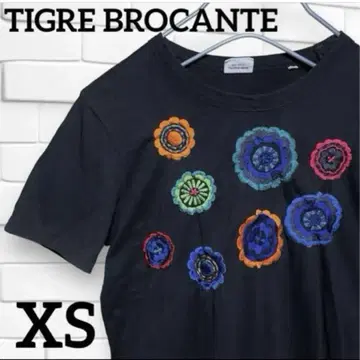 티그레 브로칸테 티셔츠 자수 꽃 TIGRE BROCANTE 블랙 XS