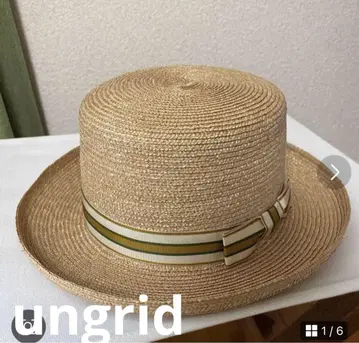 ungrid 베이지 스트라이프 리본 보러 햇