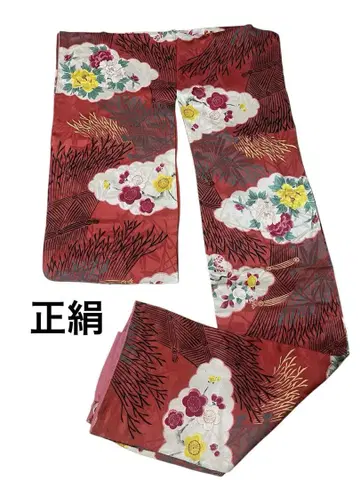 순수 실크 기모노 앤티크 꽃 원단 패턴