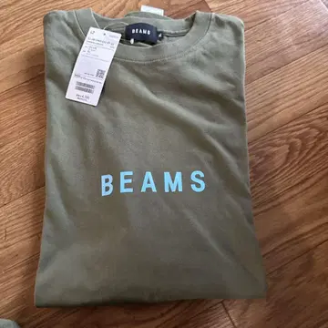 BEAMS 로고 티셔츠 XL 올리브