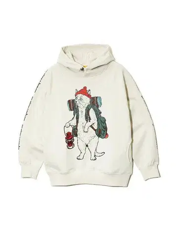 goslowcaravan 후드티 야영 고양이 아이보리 XL