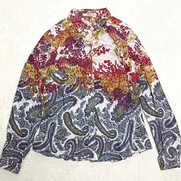 ETRO 에트로 페이즐리 무늬 린넨 긴팔 셔츠 투톤 빅 사이즈 42