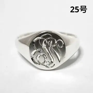 미사용 손 조각 모노그램 시그넷 반지 실버 실버 반지 25호