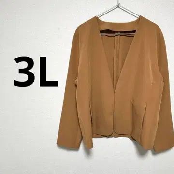 여성용 노카라 자켓 얇은 소재 겉옷 겨자색 빅 사이즈 넉넉한 3L