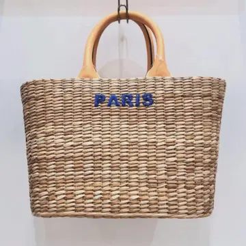 자수 바스켓백 베이지