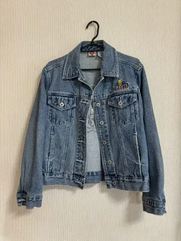 트위티 자수 데님 자켓
