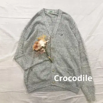 크로커다일 그레이 원포인트 V넥 가디건 긴팔 M 면