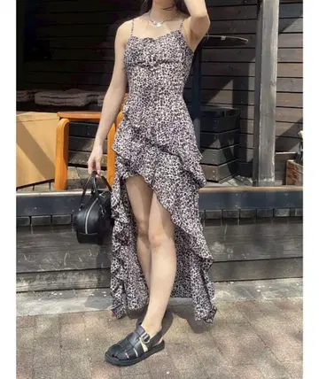 EVRIS 에브리스 개더 비대칭 롱 원피스