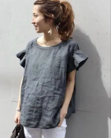프렌치 린넨 프릴 블라우스