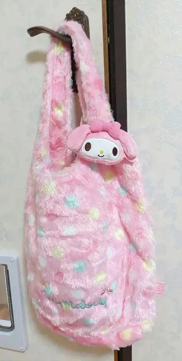 레트로 산리오 마이멜로디 마이멜로 컬러풀 도트 도트 보아 백