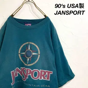 레어 90s USA제 JANSPORT 빅 로고 티셔츠 그린