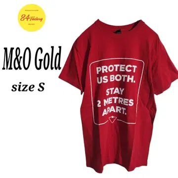 M&O Gold 프린트 티셔츠 반팔 양면 프린트 캐나다 빨간색 남성용 S