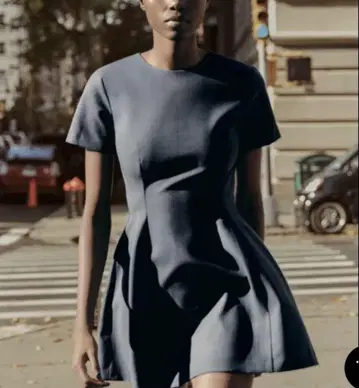 Zara ZW 컬렉션 체크 무늬 플리츠 원피스