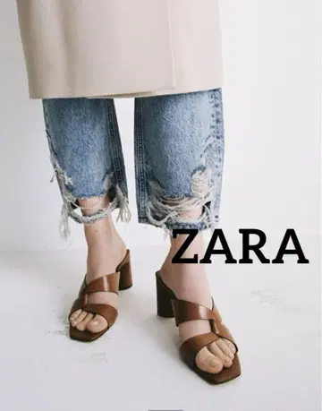 ZARA 자라 샌들 가죽 브라운 사이즈 38