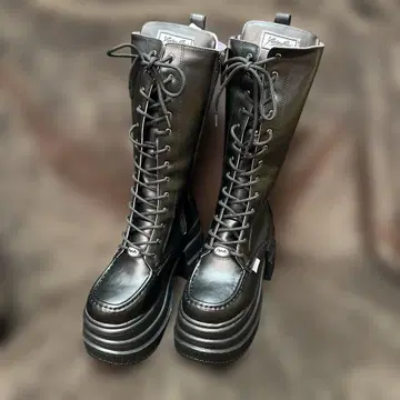 YOSUKE 레이스업 통굽 부츠 블랙 26.0cm