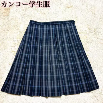 칸코 스커트 체크 블루 플리츠 코스프레 일본제