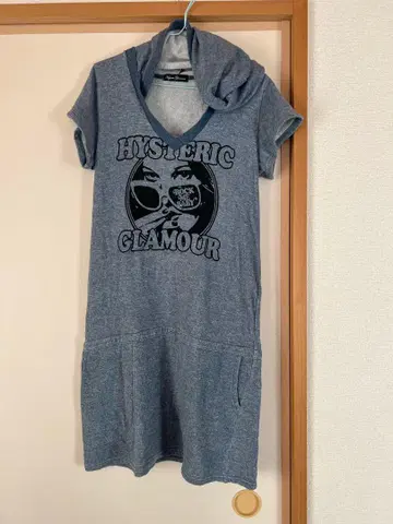HYSTERIC GLAMOUR 후드 부착 원피스 블루 프리 사이즈