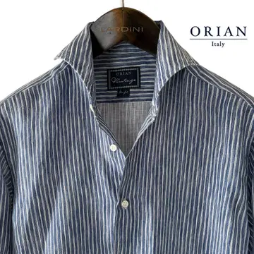 ORIAN Vintage/페이드 인디고 스트라이프/린넨 셔츠