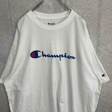 챔피온 빅 로고 프린트 화이트 빅 사이즈 티셔츠 2XL