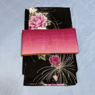 간사이 꽃무늬 유카타 블랙